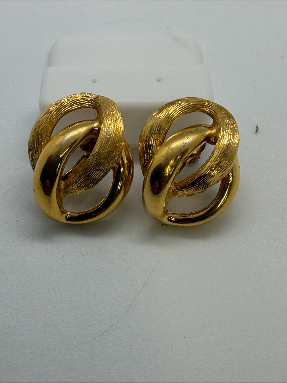 Napier Gold-Tone Interlocking Knot Clip Earrings